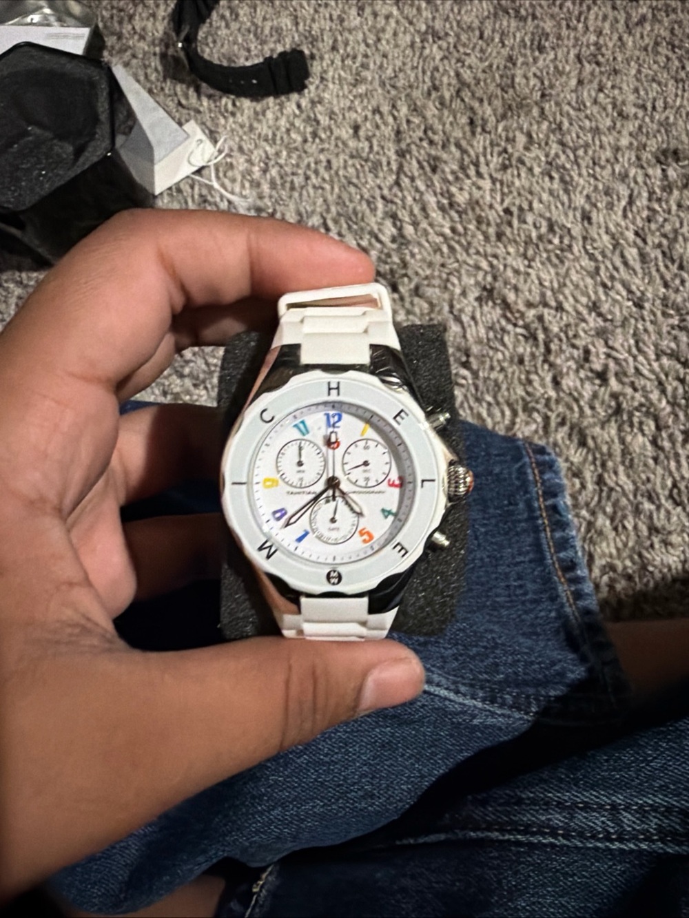 White Colorful Dial Chronograph Watch